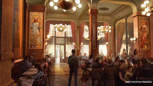 The Café L’Air De La Sirène is the go-to eatery in the Fantastic Beasts-inspired area of 1920s Paris. Photo: Universal Epic Universe