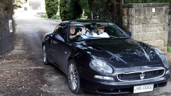 Garrett leaves his Adelaide Hills home in 2004 in his Maserati.