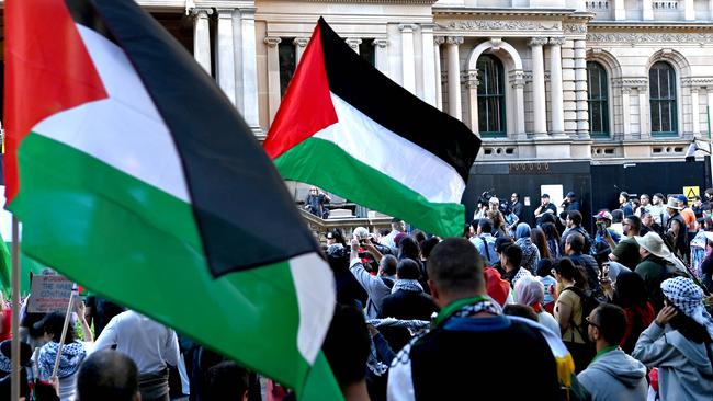 Plenty of people were carrying flags. Picture: NCA NewsWire / Jeremy Piper