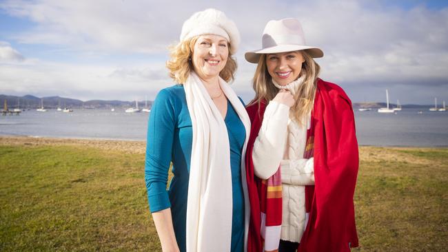 Nicola Mason with her daughter Holly Bowden from Smitten Merino are rapt their brand is helping promote Tasmania thanks to their new fan-base of a couple of high-profile celebrities. Picture: RICHARD JUPE