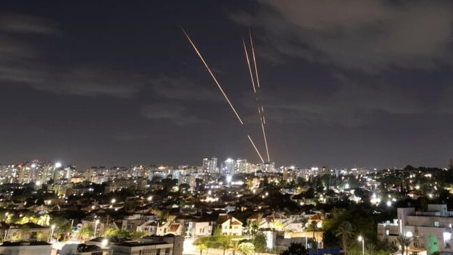 Israel’s antimissile system intercepting rockets. Picture: Amir Cohen/Reuters