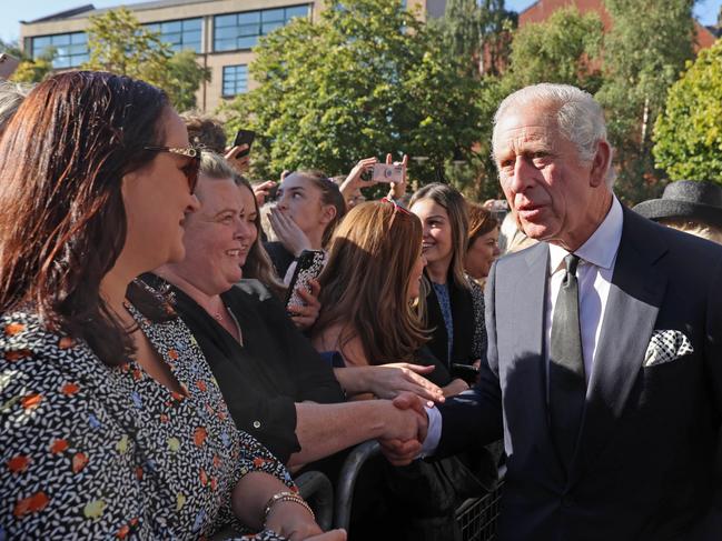 King Charles III meets members of the public on a walkabout in Belfast. Picture: Getty Images