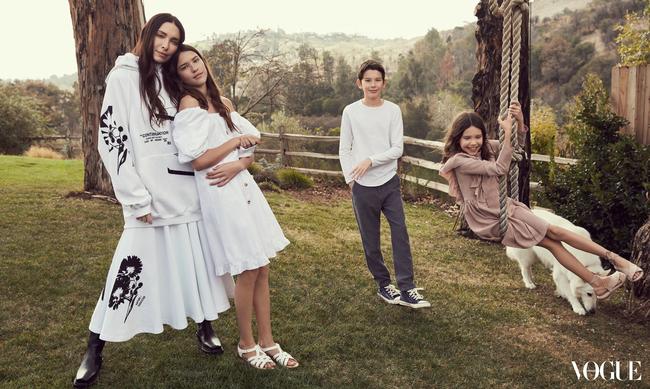 Erica Packer with children Indigo, Jackson and Emmanuelle. Picture: Williams + Hirakawa for Vogue Australia’s Mother’s Day edition, available from Monday, May 3