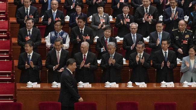Chinese President Xi Jinping, foreground, arrives at the opening session of the National People's Congress this week. Picture: Kevin Frayer/Getty Images