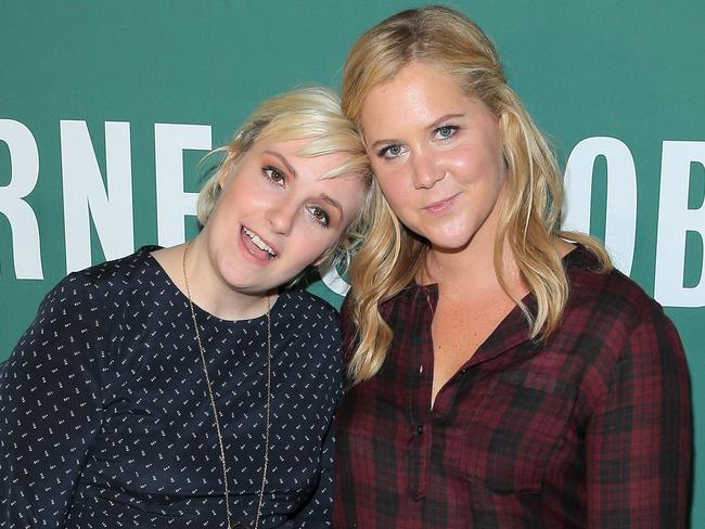 Comedian pals...Dunham with comedian Amy Schumer at the New York book signing for Dunham's book "Not That Kind of Girl: A Young Woman Tells You What She's "Learned". Picure: Getty