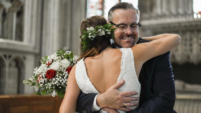 Father congratulating his daughter on her wedding day. Picture: Supplied.