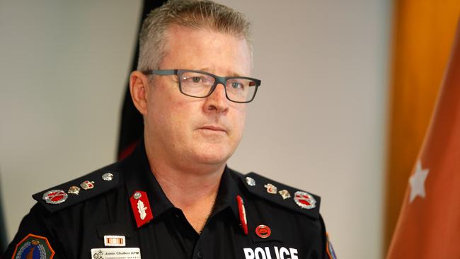 An image of a provocatively worded T-shirt posted on social media has prompted a harsh rebuke from Northern Territory Police Commissioner Jamie Chalker. Picture Glenn Campbell