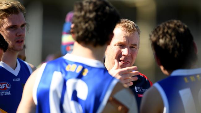 Eastern Ranges coach Darren Bewick during the NAB League football match between Calder Cannons and Eastern Ranges in Werribee, Saturday, Aug. 17, 2019. Picture: Andy Brownbill