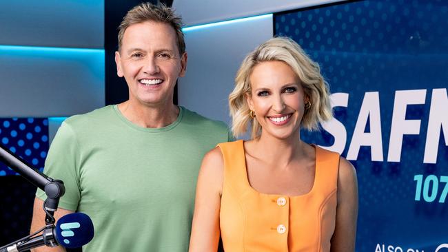 Former SAFM breakfast co-hosts Mark Soderstrom and Rebecca Morse. Picture: Supplied