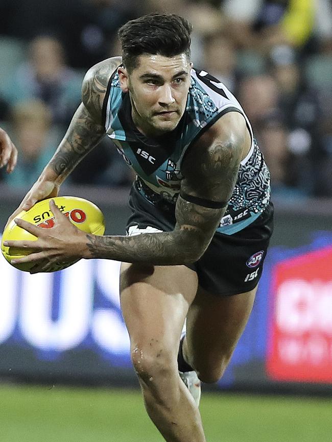 Chad Wingard relished his role further up the field. Pic: Sarah Reed