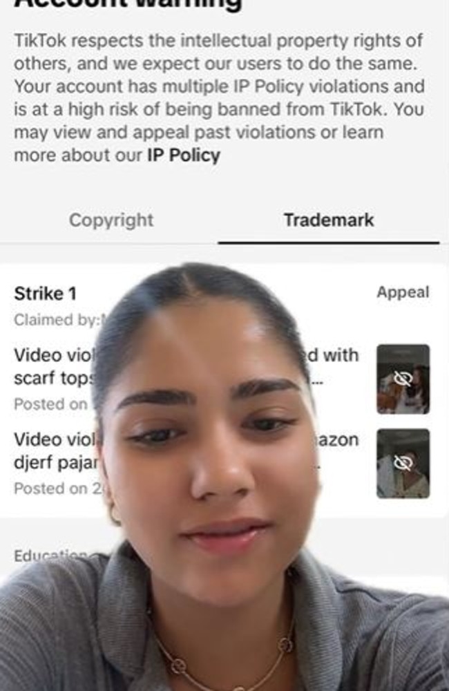 TikTok user @sumarslays alleged two of her videos were reported by Djerf’s team. Picture: Instagram