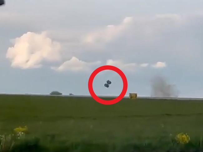 , This is the dramatic moment a plane's body gear snapped from the fuselage during an emergency landing at Luxembourg Airport., The Cargolux-operated Boeing 747-400F on flight CV-6857 was bound for Chicago O'Hare International Airport, but had to return to the Luxembourg Airport runway when its landing gear failed to retract on May 14., Ã¢â‚¬Â¨PACKAGE: Video, pictures, text  Picture: Viralpress/Australscope