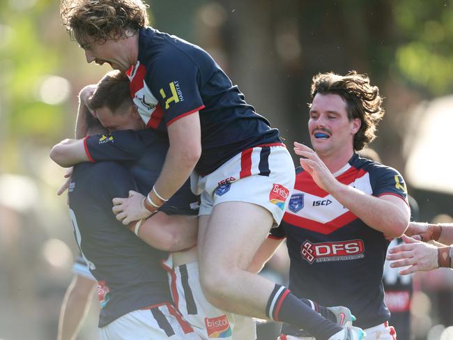 Erina celebrate Nathan Dwyer  try Rugby League Central Coast First Grade round one. Erina Eagles vs Terrigal Sharks at Erina Oval, 13 April 2024.pic Sue Graham