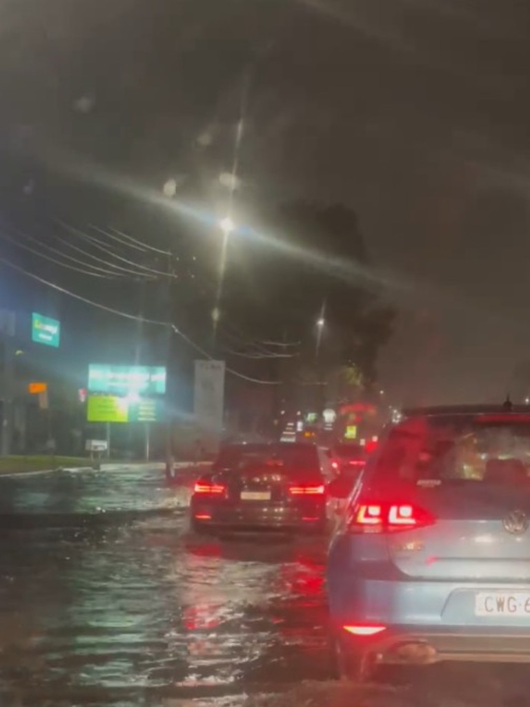 Wild footage has captured flash flooding on a major road leading into the Sutherland Shire. Picture: Supplied