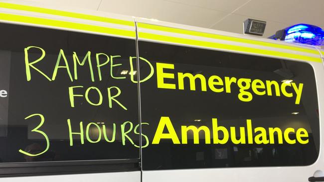 A message written on the side of an ambulance ramped at the Royal Adelaide Hospital last year.