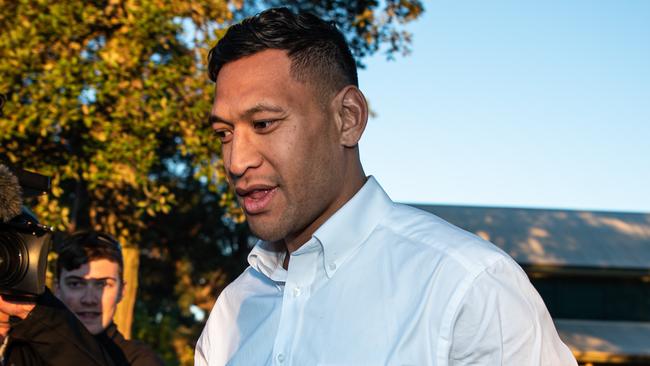 Photo of Israel Folau leaving the Kenthurst Uniting Church, Cnr Kenthurst Road and Jones Road,  on 30/06/2019.(Daily Telegraph-Flavio Brancaleone)