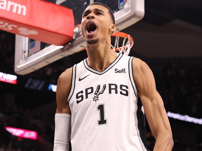 Victor Wembanyama was solid in his first game for the Spurs. (Photo by Christian Petersen/Getty Images)