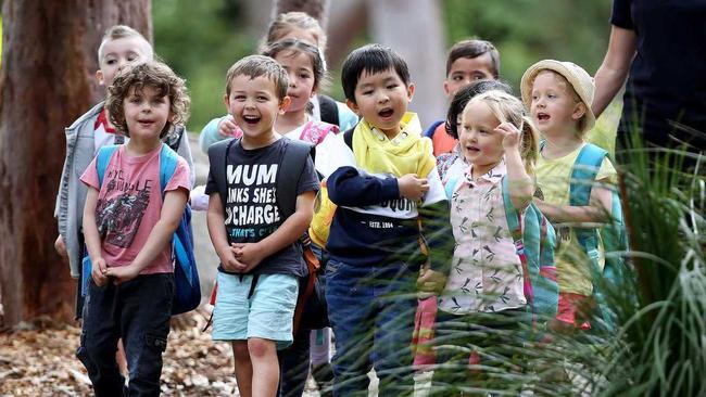 The kid arrive for their first day at Anzac Village in a scene from the TV series Old People's Home for 4-Year-Olds. . Picture: Nigel Wright