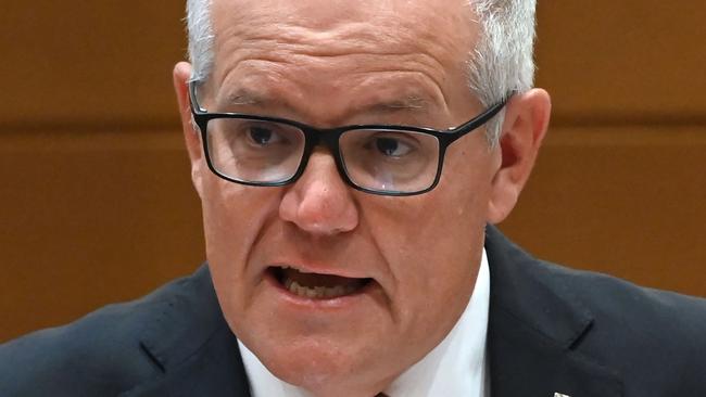 Australia's former prime minister Scott Morrison delivers a speech during a meeting of the Inter-Parliamentary Alliance on China (IPAC) in Tokyo on February 17, 2023. (Photo by Kazuhiro NOGI / AFP)