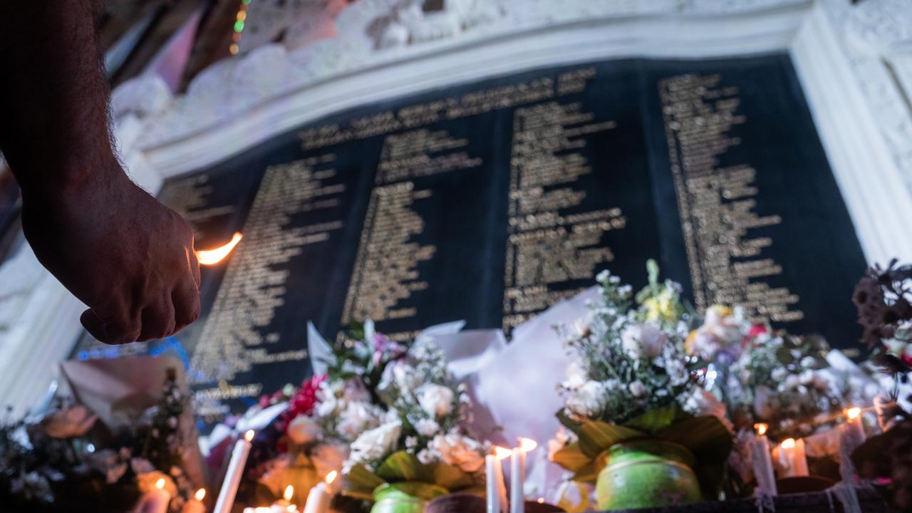 A commemoration ceremony of the 20th anniversary of the attack was held at the Bali Bombing Memorial monument in Kuta. Picture: Agung Parameswara / Getty Images