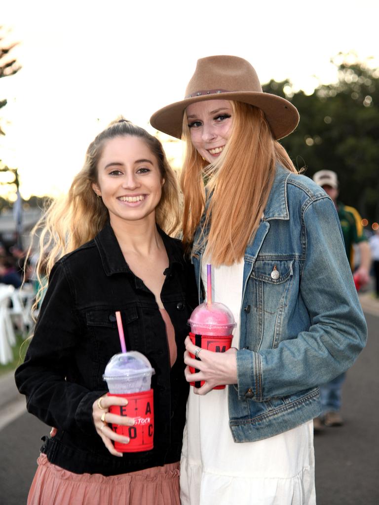 Tay Maiori and Emma Danielson enjoy frozen cocktails. Meatstock Festival at the Toowoomba showgrounds. April 2022