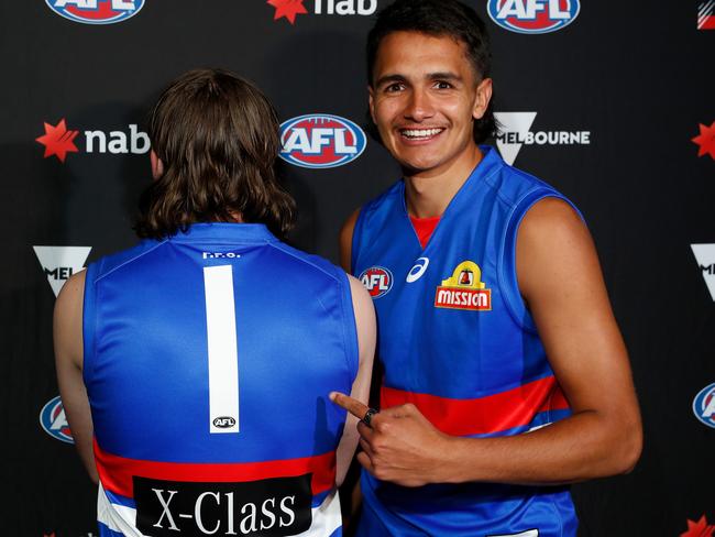 MELBOURNE, AUSTRALIA - DECEMBER 09: Jamarra Ugle-Hagan poses for a photograph after being announced as the number 1 pick during the NAB AFL Draft on December 09, 2020 in Melbourne, Australia. (Photo by Michael Willson/AFL Photos via Getty Images)