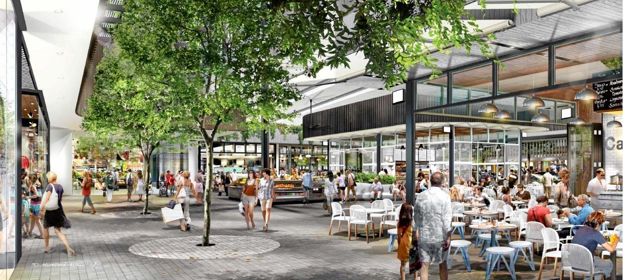 An artist's impression shows the inside dining precinct of Stockland's proposed Birtinya shopping centre. Picture: Contributed