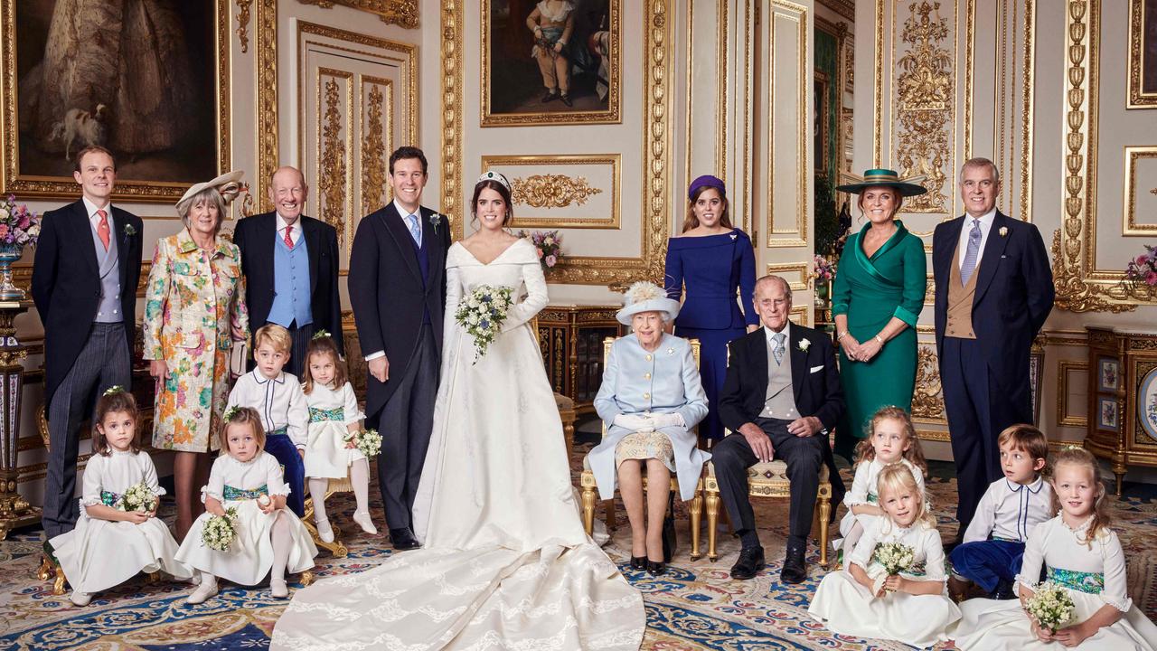 The official wedding photograph from Princess Eugenie and Jack Brooksbank’s wedding. Picture: AFP/Buckingham Palace/Alex Bramall