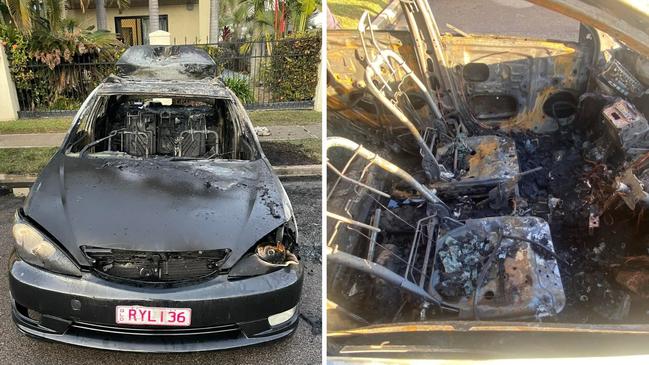 Her stolen car was dumped and set alight on Mitchell St, North Ward.