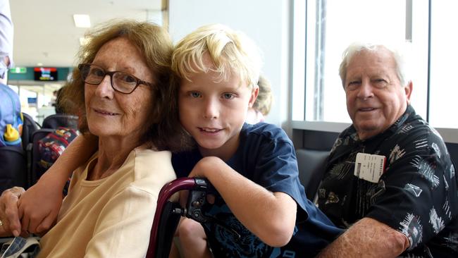 DJ Blair, 9, with pop Garry Blair and nan Gay Blair. Photo: Steve Holland