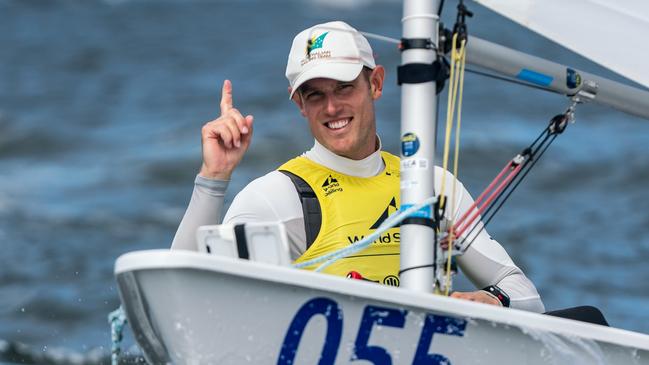 Matt Wearn winning his first world title last year in The Hague. Picture: Supplied/Australian Sailing