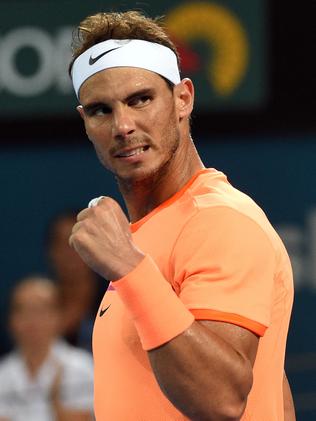 Rafael Nadal of Spain celebrates his victory against Alexandr Dolgopolov.