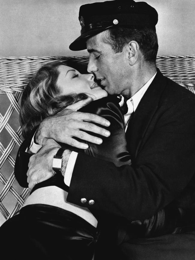 Beautiful ... Humphrey Bogart holds Lauren Bacall in a scene from To Have and Have Not.