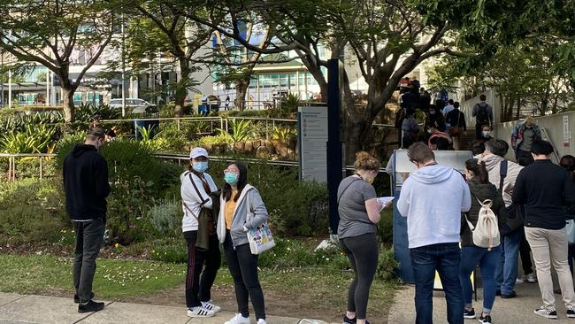 Long queues outside Royal Brisbane and Women’s Hospital as people attempt to get their Covid vaccination. Picture: Supplied