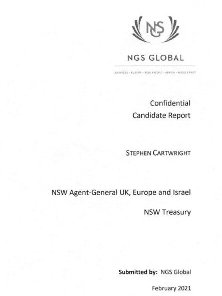 Previously secret documents released to parliament revealed Agent General Stephen Cartwright’s million dollar lifestyle.