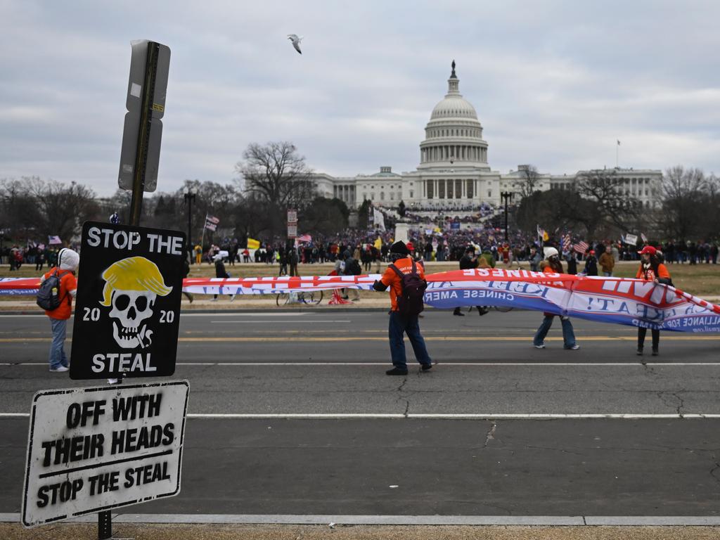 The US capital is in chaos as Trump supporters stormed the Capitol building. Picture: Andrew Caballero-Reynolds/AFP