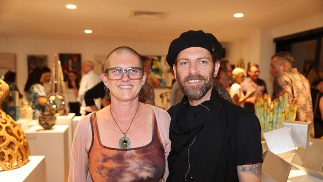 Kira Went and Tom Fenton at the SWELL Art Prize at Broadbeach Community Space for Gold Coast at Large. Picture, Portia Large.