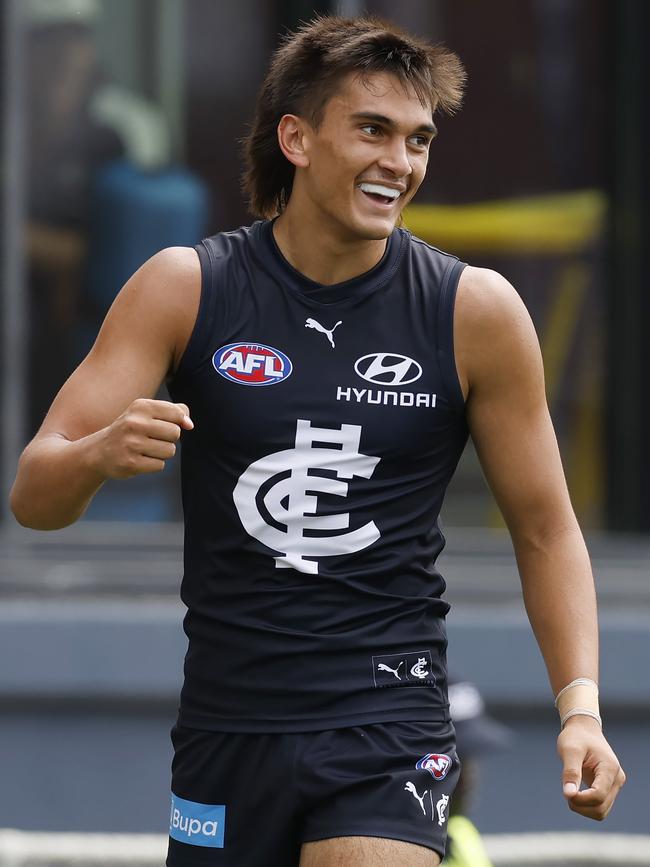 Ashton Moir will play his first AFL game on Sunday. Picture: Michael Klein