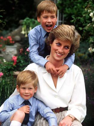 diana, Princess of Wales and sons, Prince William and Prince Harry. Picture: Supplied