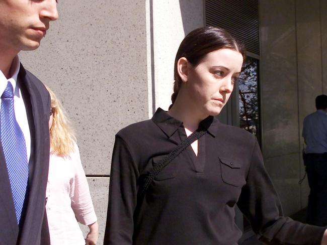 Natasha Ryan leaves Brisbane Supreme Court where the trial of Leonard Fraser took place in 2003. Picture: Philip Norrish.