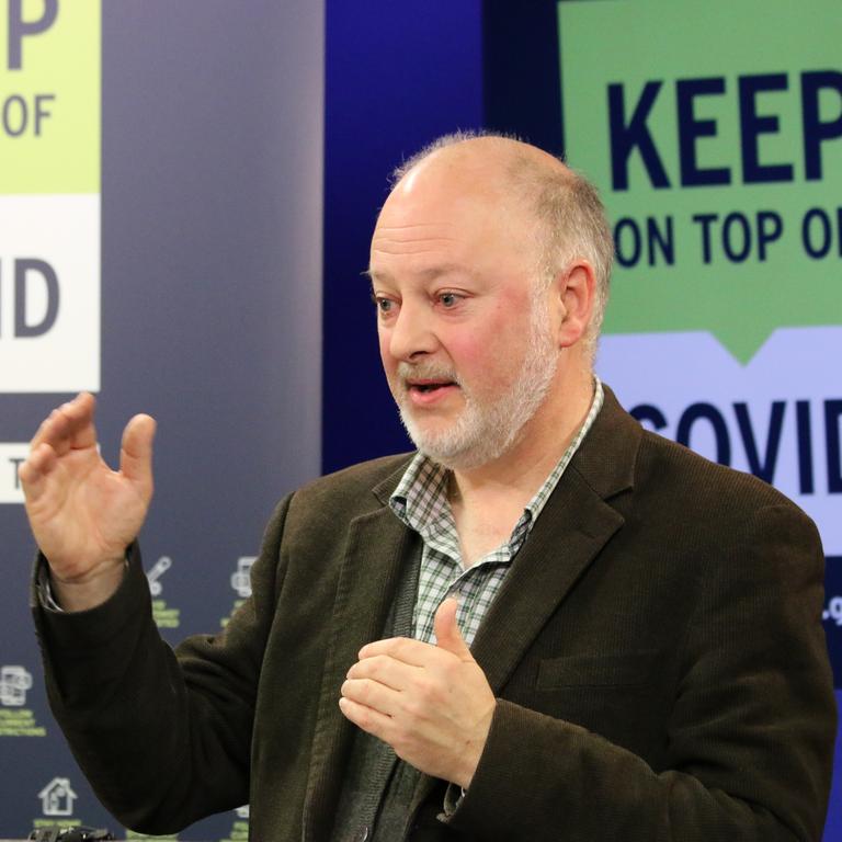 Director of Public Health Mark Veitch speaks to the media at a briefing in Hobart on August 21, 2021.