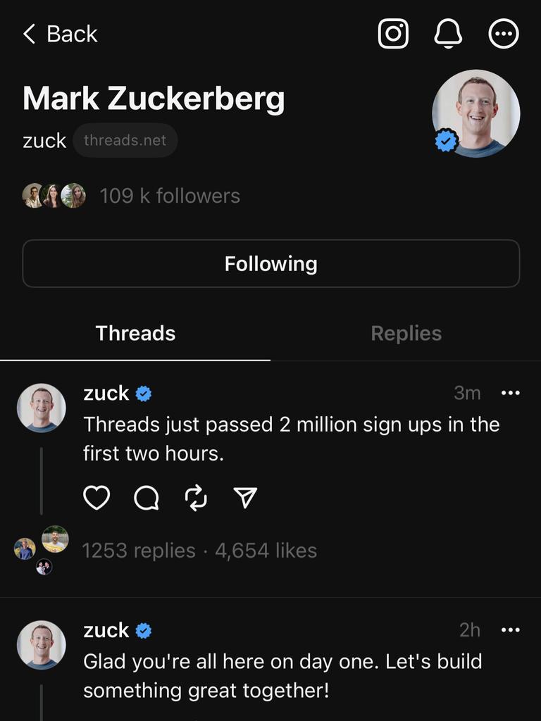 Mark Zuckerbergs Threads Sees 2 Million Users Join In One Day Daily Telegraph 9049