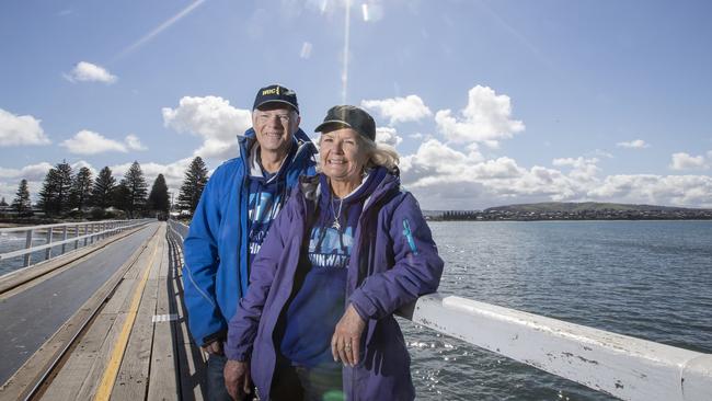 Kangaroo Island/Victor Harbor Dolphin Watch members Tony and Phyll Bartram. Picture: Simon Cross