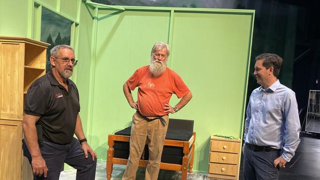 The timing of the expansion was perfect, the producer of Wicked, Robert Haigh, said. He is pictured with set artist Willie Paes and Fraser Coast Mayor George Seymour.