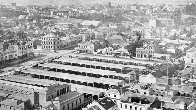 Bourke St, looking north in 1875.