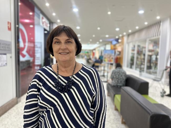 Assistant Health Minister, Mackay MP Julieanne Gilbert, at her pop-up stall in Caneland Central shopping centre on Wednesday, May 17, 2023, the day after the premier announced changes to the cabinet. Picture: Heidi Petith