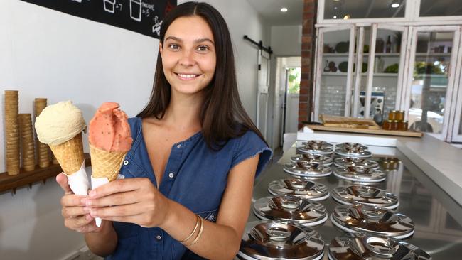 Amy Prosser holds selection of gelati at Heven Yah at Mermaid Beach. Picture Glenn Hampson