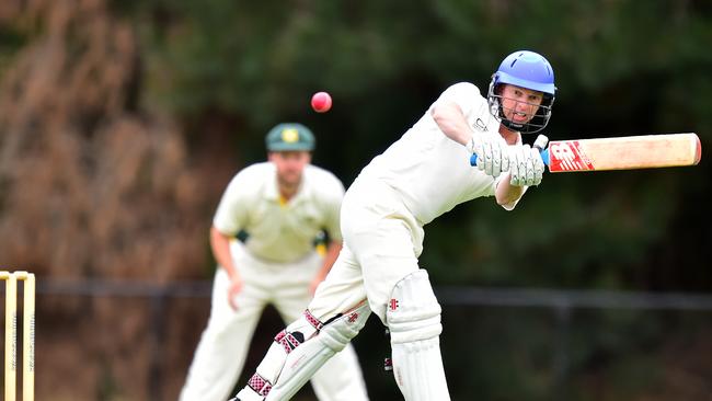 Wade Pelzer clips one to the leg side for a boundary.