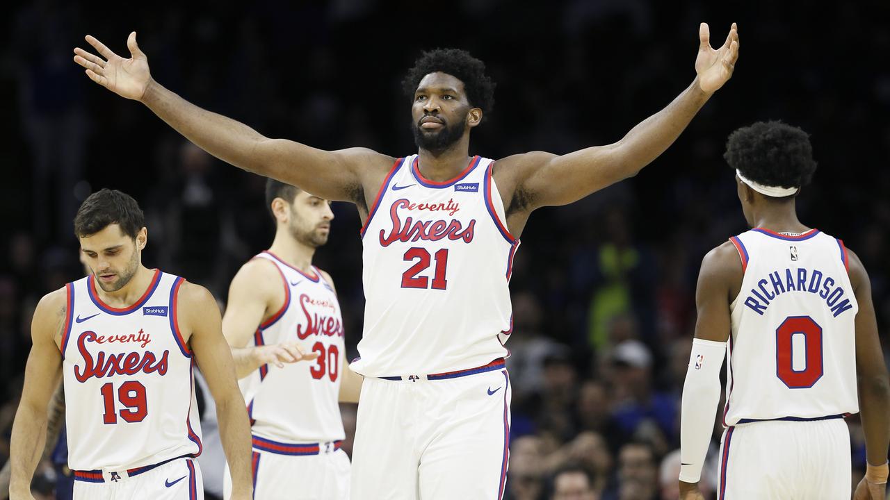 The Sixers had a big problem when Joel Embiid sat last season, but they may have fixed it. (AP Photo/Matt Slocum)
