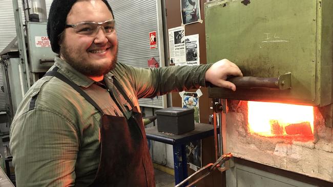 Stoli Baker is part way through his blacksmithing qualification and is already employed by the Everleigh Works railway workshop in Victoria.